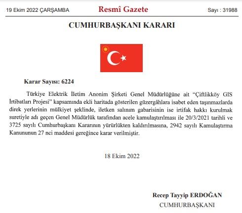 Cumhurbaşkanı Erdoğan imzaladı 9 ilde acele kamulaştırma kararı Resmi Gazete ile yayımlandı 5