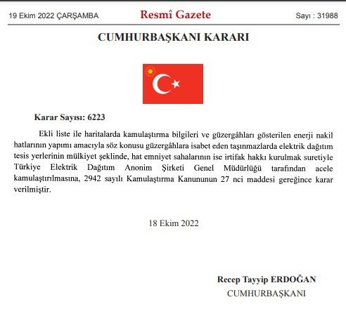 Cumhurbaşkanı Erdoğan imzaladı 9 ilde acele kamulaştırma kararı Resmi Gazete ile yayımlandı 3