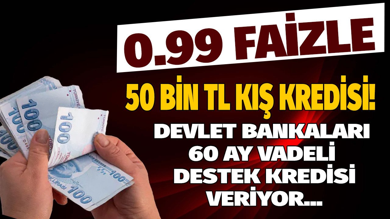 Kredi muslukları onlara açıldı Vakıfbank Halkbank ve Ziraat Bankası 0.99 faizle 60 ay vadeli 50000 TL kış kredisi veriyor