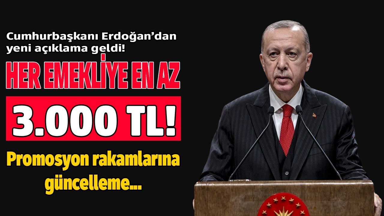 Cumhurbaşkanı Erdoğan'dan emeklilere promosyon açıklaması: En az 3.000 TL oldu!