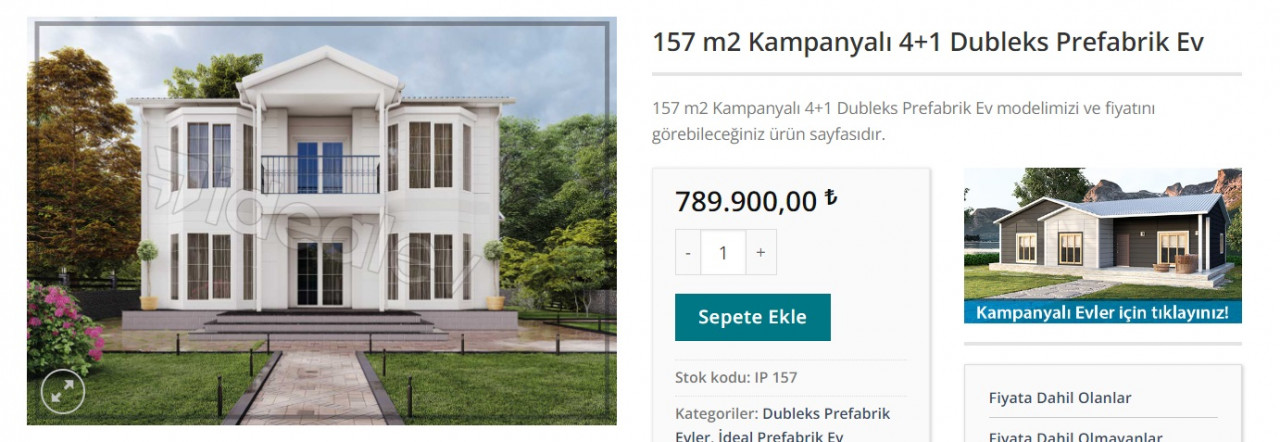 157 metrekare, 4+1, dubleks prefabrik ev için kampanyalı fiyat açıklandı!
